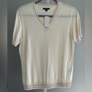 NWT cream, V-neck knit top, Brooks Brothers